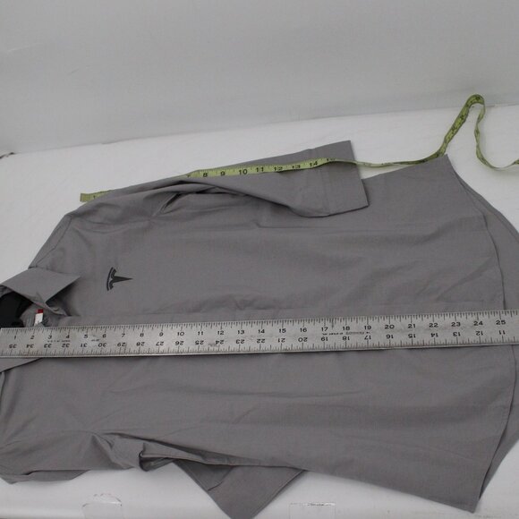 Tesla Shirt Womens XS Button Up 3/4 Sleeve Embroidered Logo Gray solid preppy - Picture 12 of 14